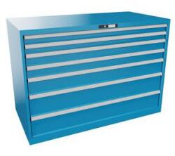 Lista műhelyfiókos szekrény, 1431x725x1000 mm, 75kg, 7 fiók, világoskék