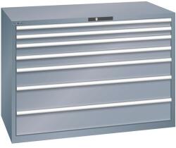 Lista műhelyfiókos szekrény, 1431x725x1000 mm, 200kg, 7 fiók, sötétszürke