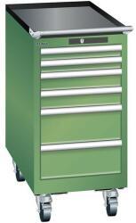 Lista mobil műhelyfiókos szekrény, 6 fiókkal, 411x725x840 mm, zöld