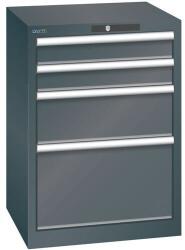 Lista műhelyfiókos szekrény, 4 fiókkal, 564x572x800, fekete