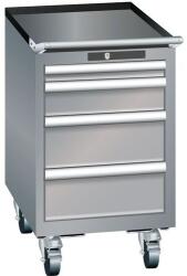 Lista mobil műhelyfiókos szekrény, 4 fiókkal, szürke/ezüst