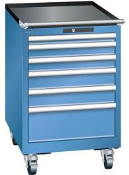 Lista mobil műhelyfiókos szekrény, 6 fiókkal: 2x75mm + 3x100mm + 1x150mm, kék - manutan - 772 681 Ft