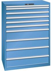 Lista műhelyfiókos szekrény, 1023x725x1450 mm, 10 fiók, kék
