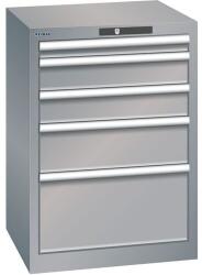 Lista műhelyfiókos szekrény, 5 fiókkal, 564x572x800, szürke/ezüst