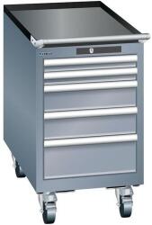 Lista mobil műhelyfiókos szekrény, 5 fiókkal, 411x725x723 mm, sötétszürke