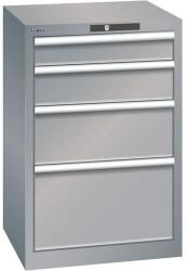 Lista műhelyfiókos szekrény, 4 fiókkal, 564x572x850 mm, szürke/ezüst