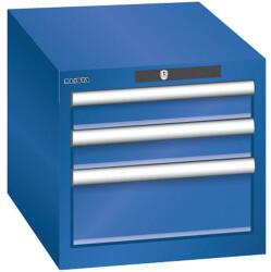 Lista műhelyfiókos szekrény, 3 fiók - 2x 75 mm + 1x 150 mm, rikító kék