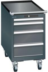 Lista mobil műhelyfiókos szekrény, 4 fiókkal, 411x725x723 mm, fekete