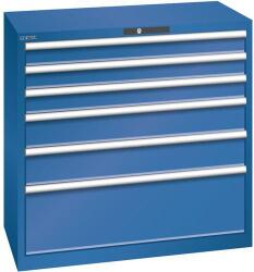 Lista műhelyfiókos szekrény, teherbírás 75 kg, 6 fiók, sötétkék