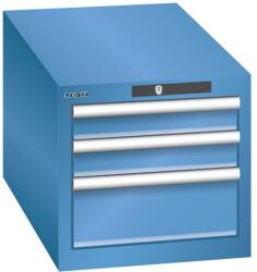 Lista műhelyfiókos szekrény, 3 fiók: 2x75mm + 1x150mm, 411x725x383 mm, kék