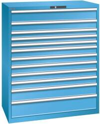 Lista műhelyfiókos szekrény, 1193x725x1450 mm, 200kg, 12 fiók, világoskék