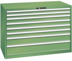 Lista műhelyfiókos szekrény, 1431x725x1000 mm, 75kg, 8 fiók, zöld