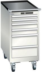 Lista mobil műhelyfiókos szekrény, 6 fiókkal, 411x725x840 mm, világosszürke