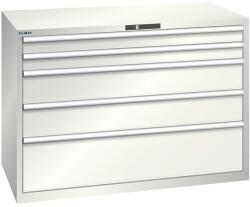 Lista műhelyfiókos szekrény, 1431x725x1000 mm, 200kg, 5 fiók, világosszürke