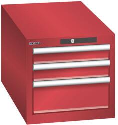 Lista műhelyfiókos szekrény, 3 fiók: 2x75mm + 1x150mm, 411x725x383 mm, piros