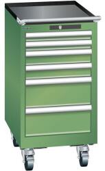 Lista mobil műhelyfiókos szekrény, 6 fiókkal, zöld