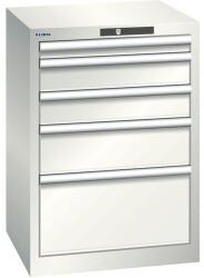 Lista műhelyfiókos szekrény, 5 fiókkal, 564x572x800, világosszürke