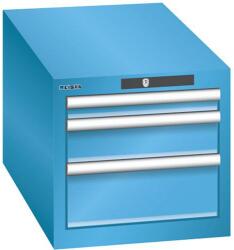 Lista műhelyfiókos szekrény, 3 fiókkal: 1x50 mm + 1x 100 mm + 1x150 mm, 411x725x383 mm, világoskék