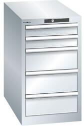 Lista műhelyfiókos szekrény, 5 fiókkal, 411x725x700 mm, szürke/ezüst