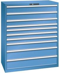 Lista műhelyfiókos szekrény, 1193x725x1450 mm, 200kg, 10 fiók, kék