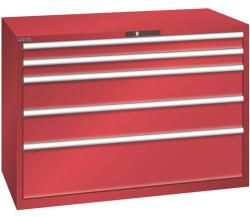 Lista műhelyfiókos szekrény, 1431x725x1000 mm, 75kg, 5 fiók, piros