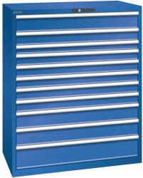 Lista műhelyfiókos szekrény, 1193x725x1450 mm, 200kg, 11 fiók, rikítókék