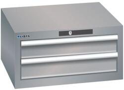 Lista műhelyfiókos szekrény, 2 fiók: 2x 100 mm, szürke/ezüst