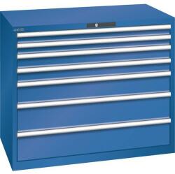 Lista műhelyfiókos szekrény, 1193x725x1000 mm, 7 fiók, sötétkék
