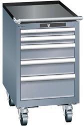 Lista mobil műhelyfiókos szekrény, 5 fiókkal, sötétszürke