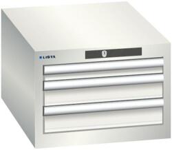 Lista műhelyfiókos szekrény, 3 fiók, világosszürke