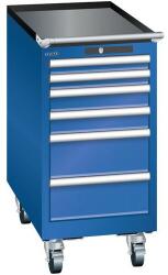 Lista mobil műhelyfiókos szekrény, 6 fiókkal, 411x725x840 mm, fluoreszkáló kék