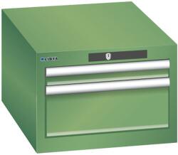 Lista műhelyfiókos szekrény, 2 fiók - 1 x 50 mm + 1 x 150 mm, teherbírás 75 kg, zöld