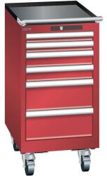 Lista mobil műhelyfiókos szekrény, 6 fiókkal, piros
