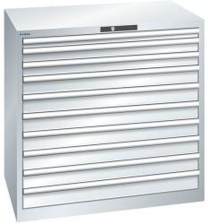 Lista műhelyfiókos szekrény, 1023x725x1000 mm, 10 fiók, 200kg, szürke