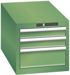 Lista műhelyfiókos szekrény, 3 fiók: 2x75mm + 1x150mm, 411x725x383 mm, zöld