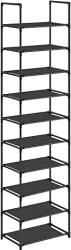 SONGMICS Cipőtartó állvány, 10 szintes, keskeny cipőtároló, 28x45x173 cm, fekete (LSH010B02)