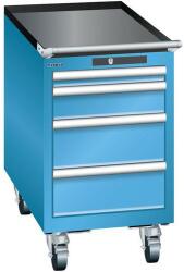 Lista mobil műhelyfiókos szekrény, 4 fiókkal, 411x725x723 mm, világoskék