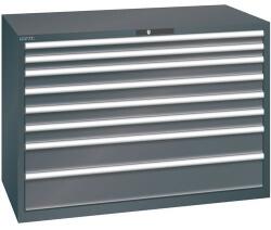 Lista műhelyfiókos szekrény, 1431x725x1000 mm, 200kg, 8 fiók, fekete