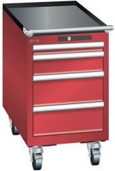 Lista mobil műhelyfiókos szekrény, 4 fiókkal, 411x725x723 mm, piros