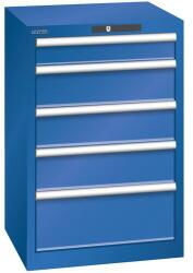 Lista műhelyfiókos szekrény, 5 fiókkal, 564x572x850 mm, fluoreszkáló kék