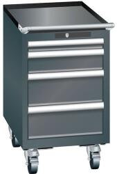 Lista mobil műhelyfiókos szekrény, 4 fiókkal, fekete