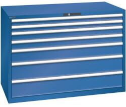 Lista műhelyfiókos szekrény, 1431x725x1000 mm, 200kg, 7 fiók, sötétkék