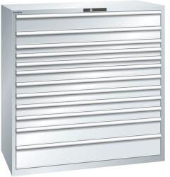 Lista műhelyfiókos szekrény, teherbírás 200 kg, 12 fiók, szürke