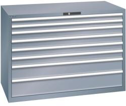 Lista műhelyfiókos szekrény, 1431x725x1000 mm, 75kg, 8 fiók, sötétszürke