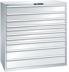 Lista műhelyfiókos szekrény, 1431x725x1450 mm, 10 fiók, szürke