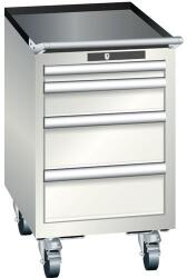 Lista mobil műhelyfiókos szekrény, 4 fiókkal, világosszürke