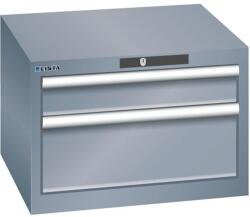 Lista műhelyfiókos szekrény, 2 fiókkal, 564x572x383 mm, sötétszürke