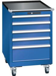 Lista mobil műhelyfiókos szekrény, 5 fiókkal: 4x100mm + 1x200mm, rikító kék