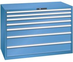 Lista műhelyfiókos szekrény, 1431x725x1000 mm, 200kg, 7 fiók, kék