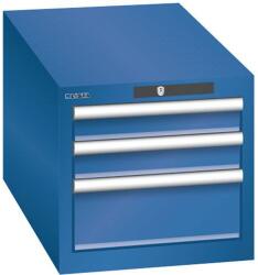 Lista műhelyfiókos szekrény, 3 fiók: 2x75mm + 1x150mm, 411x725x383 mm, sötétkék